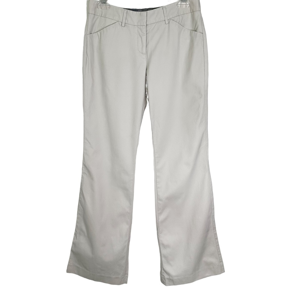 Express Editor Mid Rise Flare Leg Pants Trousers in Bone Women’s Sz 2R